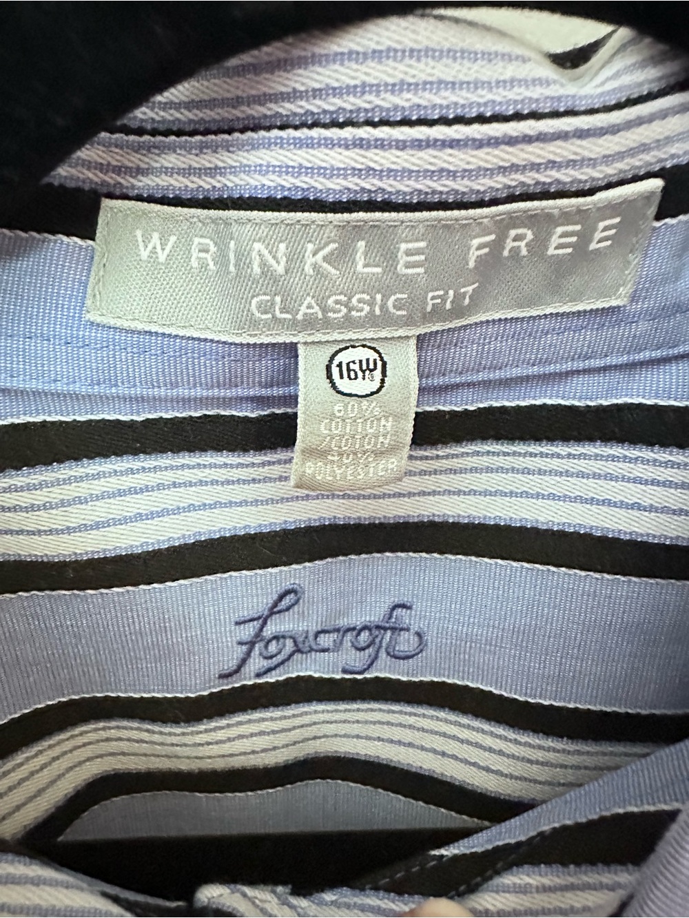 Foxcroft 16W blue stripe classic wrinkle free long sleeve button down blouse - Picture 5 of 14